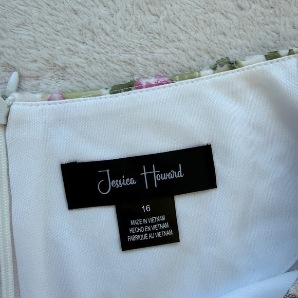 NWT Jessica Howard Floral Dress Pink Sheer Overlay Short Sleeve Elegant Size 16 - Picture 15 of 16